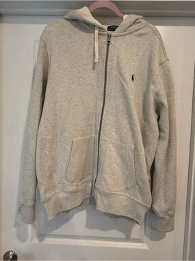 NWT Ralph Lauren Cream/Gray Hoodie with Navy Label